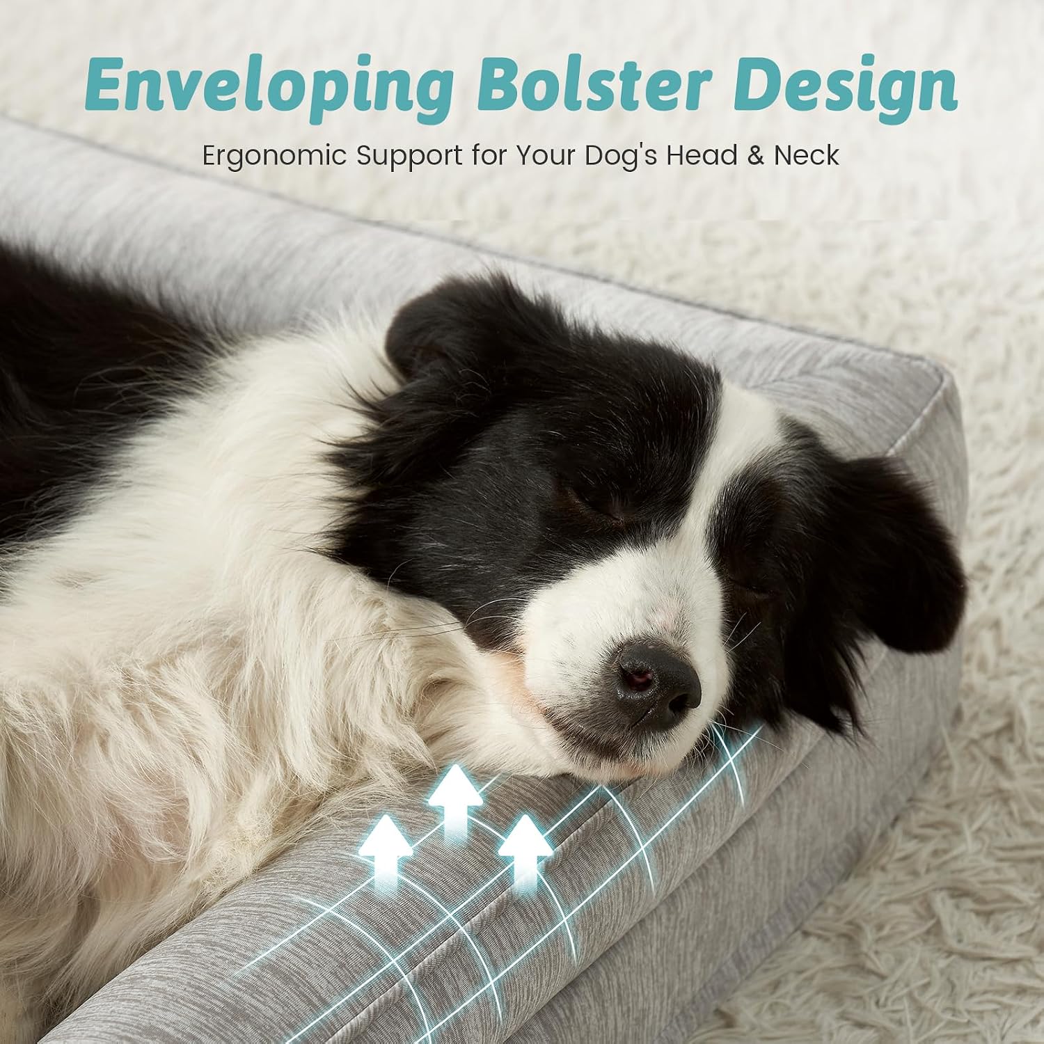 Detalle de COZY KISS Cooling Dog Bed 107x76x18cm | Orthopaedic Large Pet Bed with Removable Cover