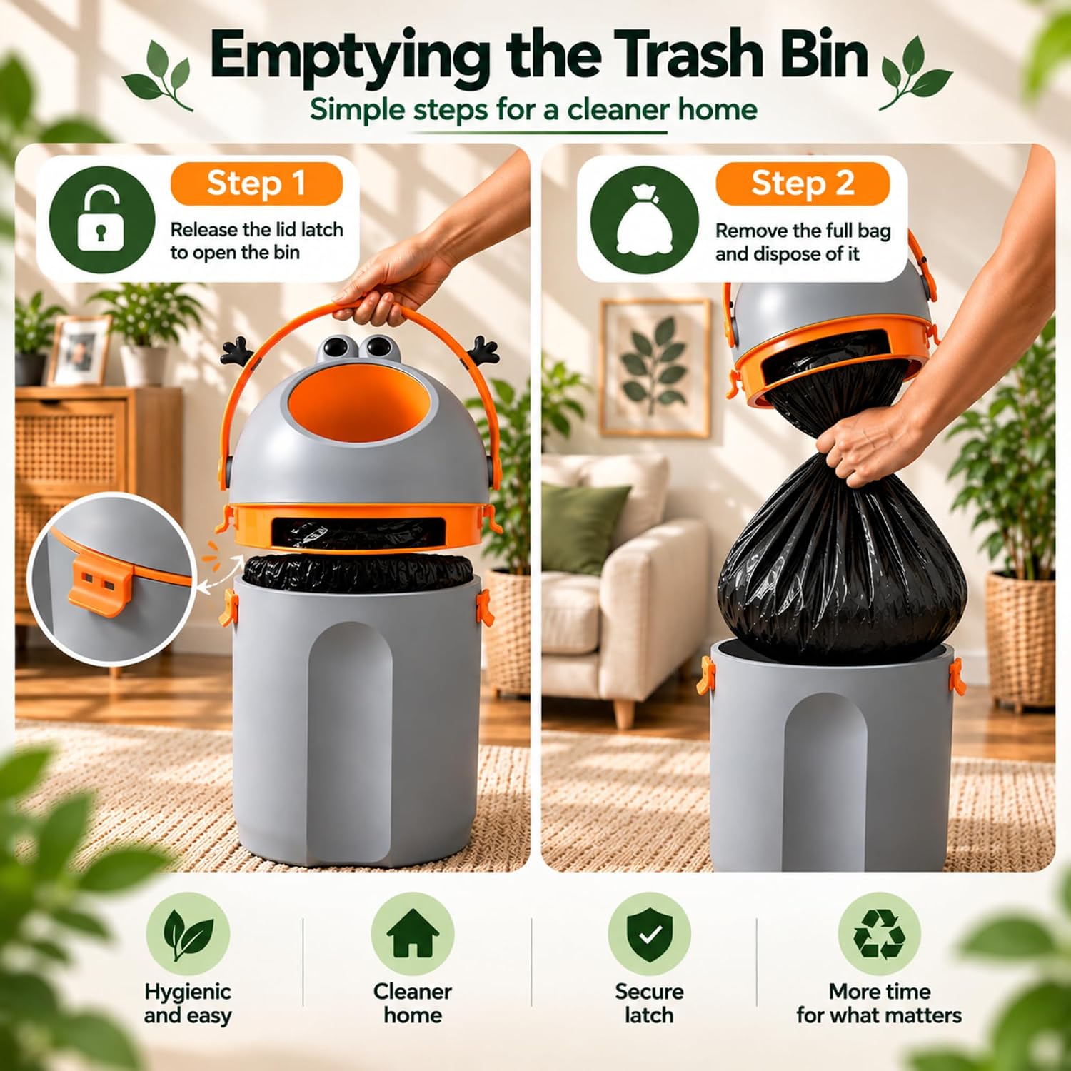 Thumbnail 4 de PBell FROG Diaper Pail, Dark Grey, 15 L with Airtight Odour Lock