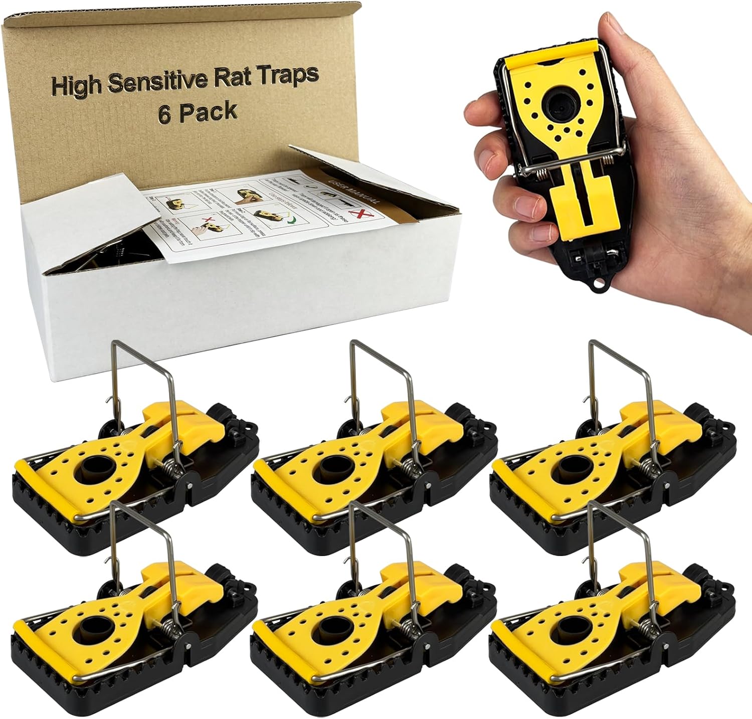 Detalle de JNBGTU 6Pack Humane Rat Traps – High Sensitivity, Indoor & Outdoor Use