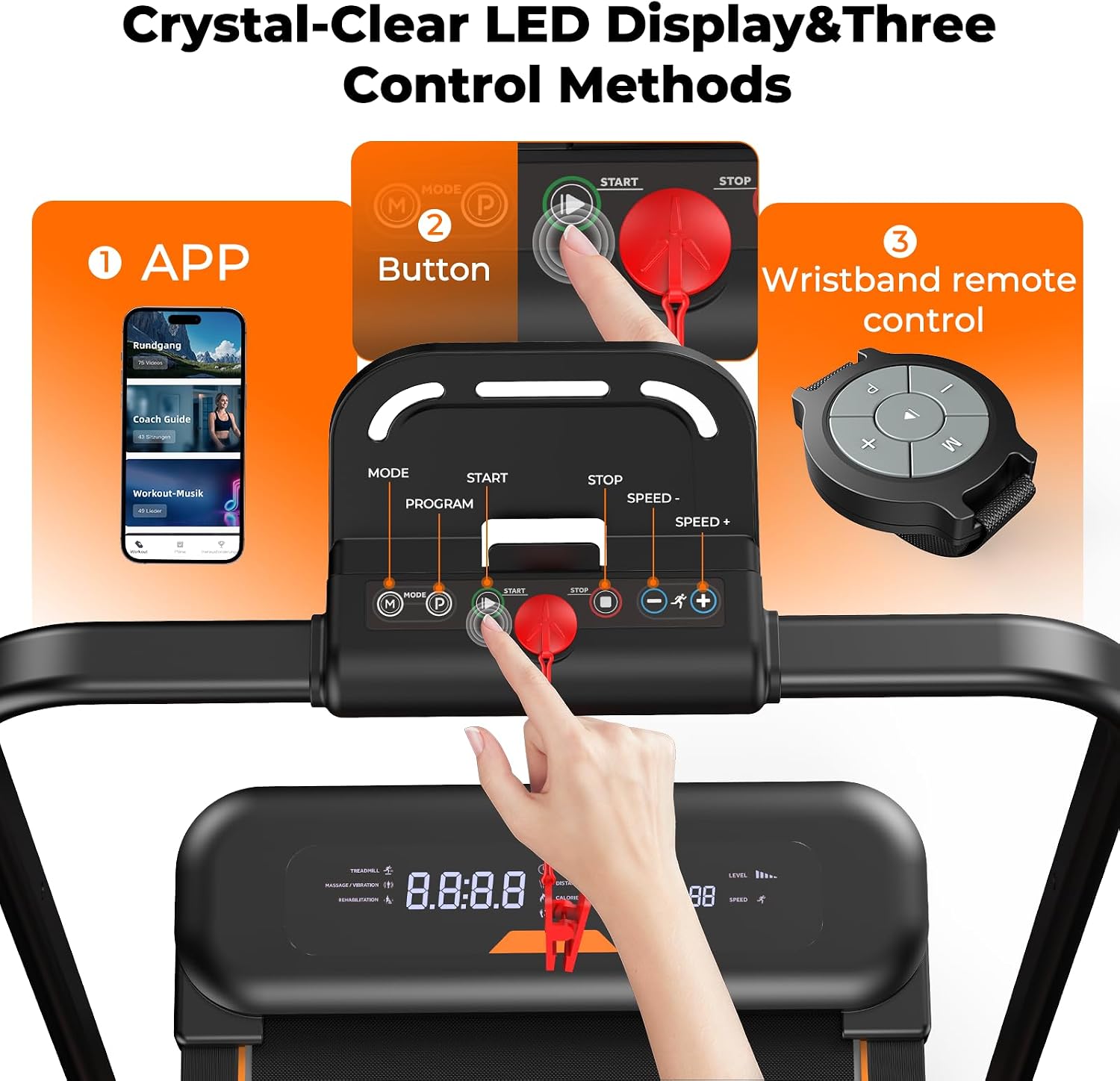 Detalle de JAGJOG JT56 Walking Pad with Incline, Vibration and Wristband Remote