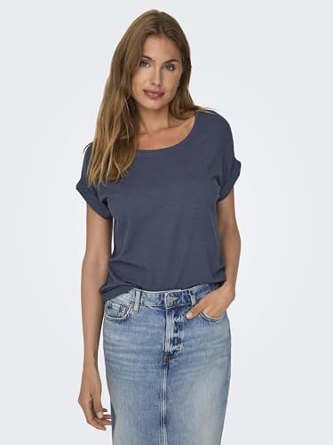 Detalle 2 de Only Onlmoster S/S O-Neck Top Noos JRS – Basic T-Shirt mit Rundhals und Umschlagbündchen