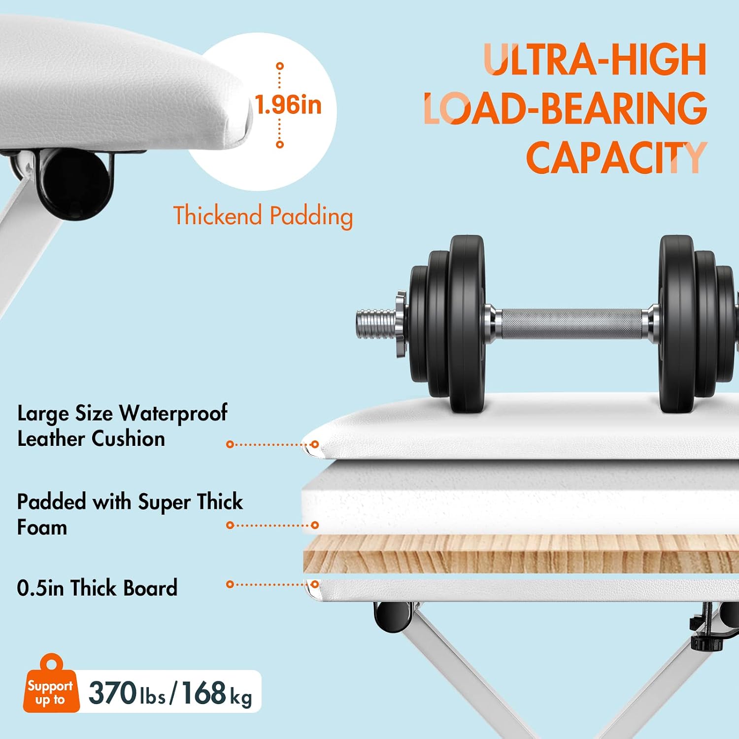 Thumbnail 4 de CAHAYA CY0257-1 X-Style Adjustable Keyboard Bench with Padded White Seat