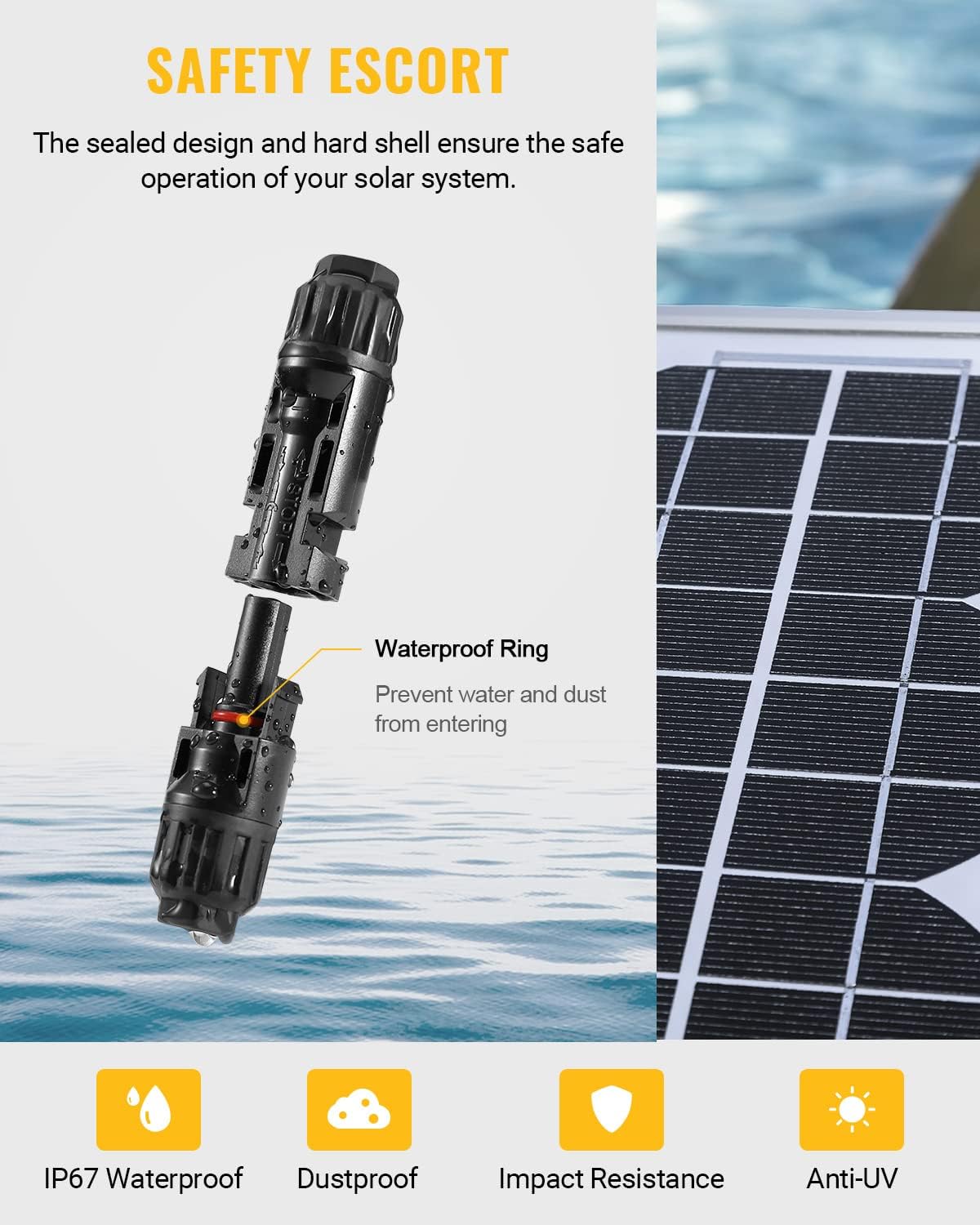 Detalle de BougeRV 12 PCS Solar Connectors with Spanners (10AWG) – 6 Pairs Male/Female