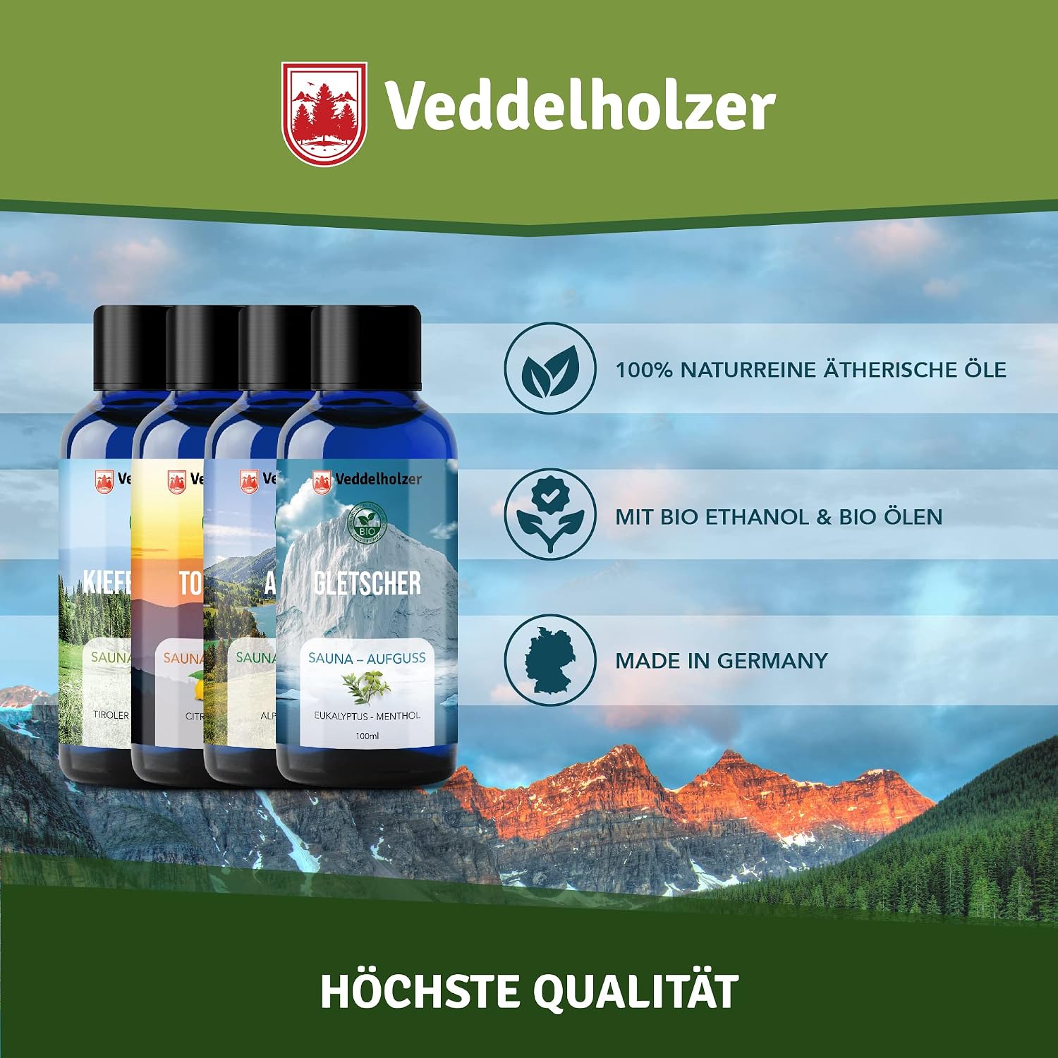 Detalle de Veddelholzer BIO Saunaaufguss 4 x 100 ml