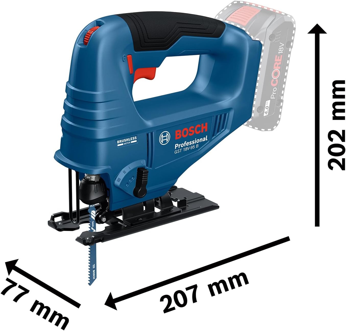 Thumbnail 1 de Bosch Professional 18V System cordless jigsaw GST 18V-95 B (without battery/charger)