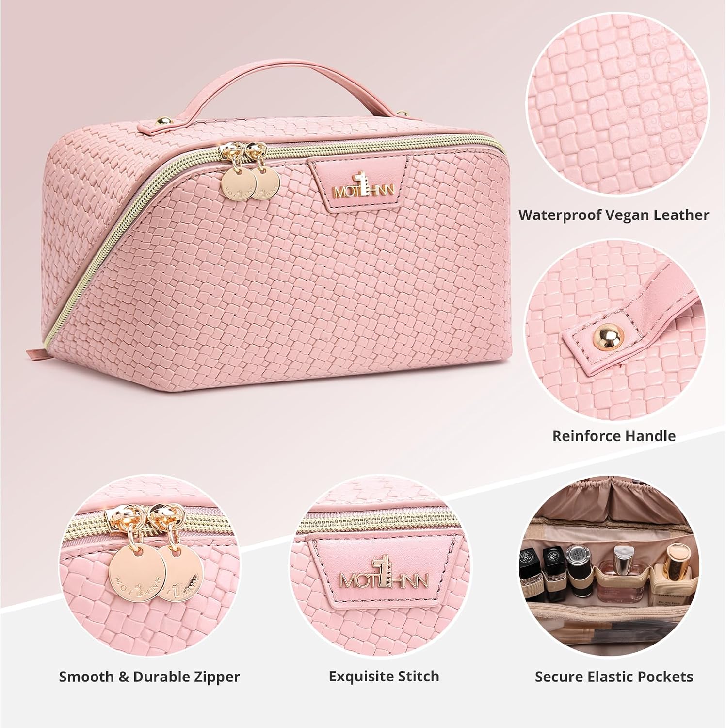 Detalle 1 de MOT HINN Makeup Travel Bag Set, Pink