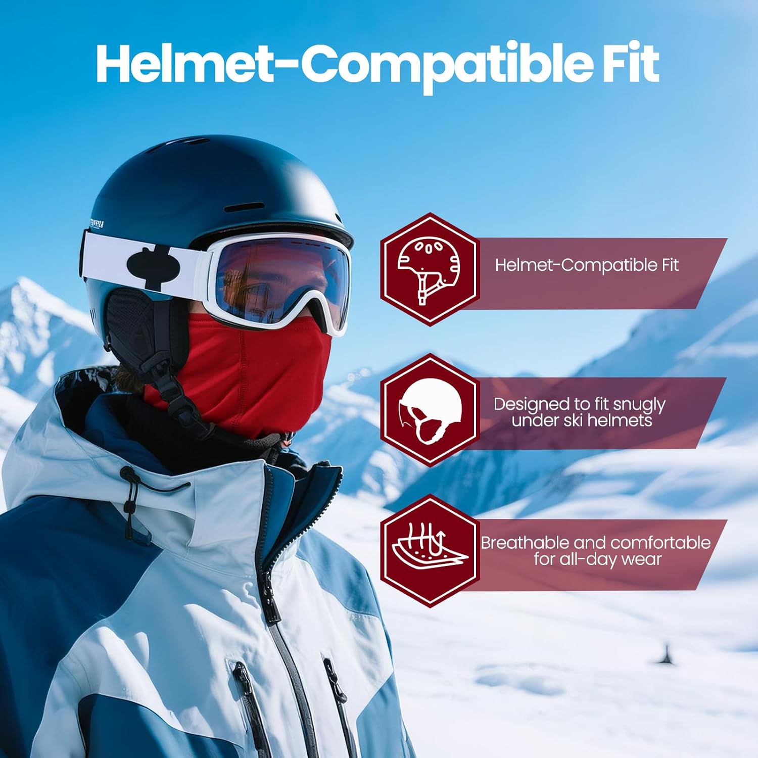 Thumbnail 2 de Huccik Passamontagna Invernale: maschera da sci windproof, copri volto felpato per moto, sci e ciclismo