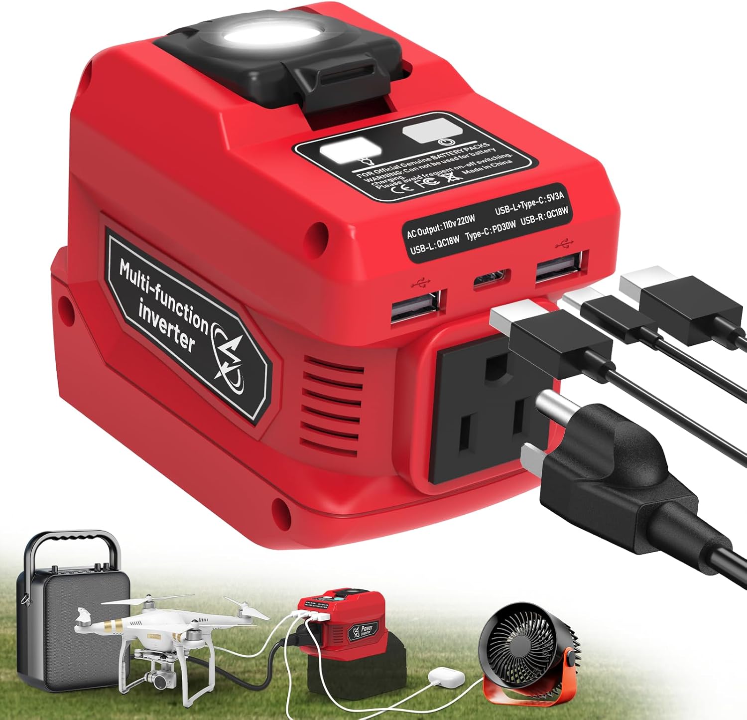 Detalle de 220W 18V Power Inverter with LED Light
