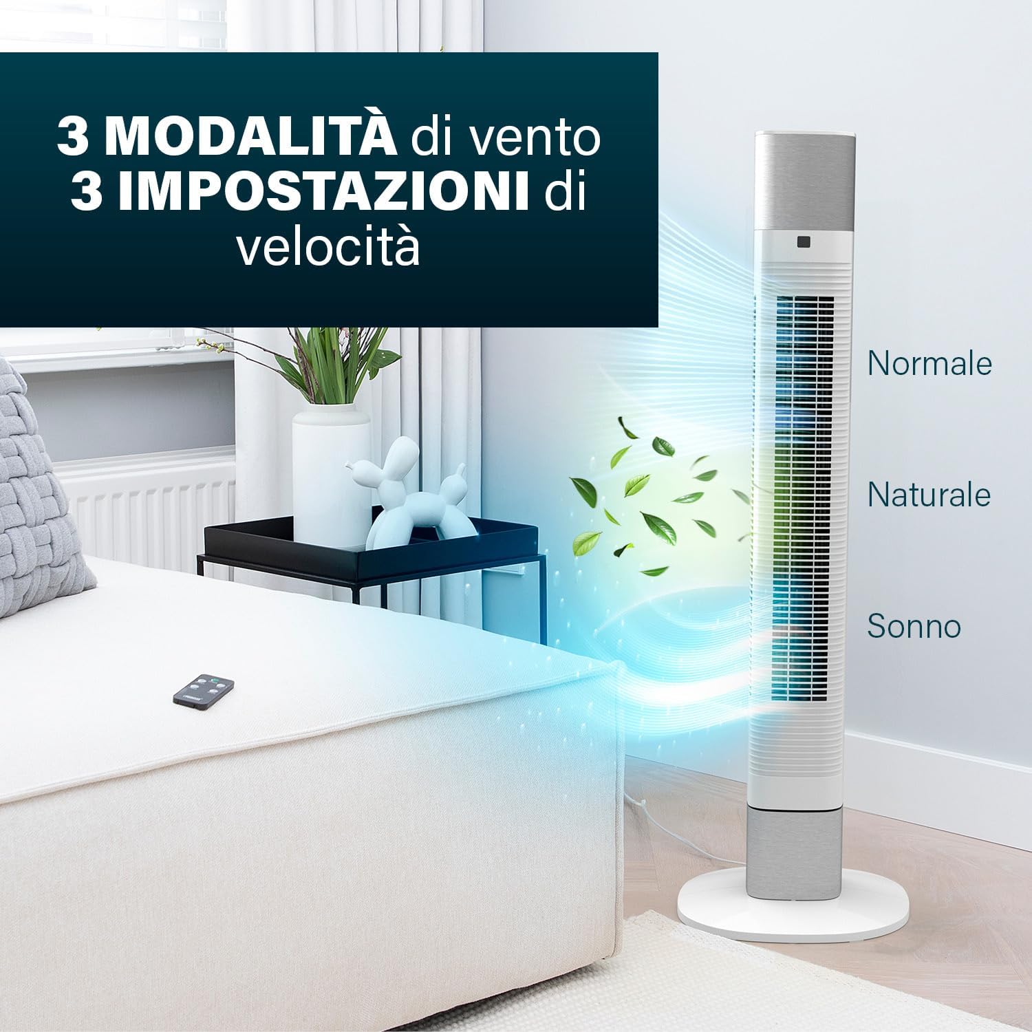 Thumbnail 2 de Princess ventilatore a colonna silenziosa bianco da 103 cm: 3 modalità, 3 velocità e oscillazione