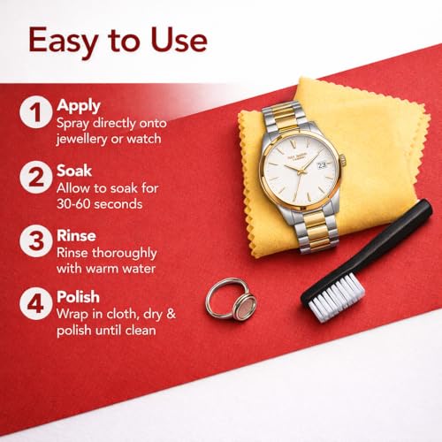 Detalle de AK Commerce Jewellery Cleaner: Silver & Gold Jewellery Kit (145ml) with Basket, Brush & Polishing Cloth