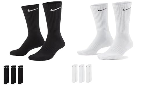 Detalle de Nike Men Value Crew Cotton Crew Socks (Pack of 3) – Black, Size S (34-38)