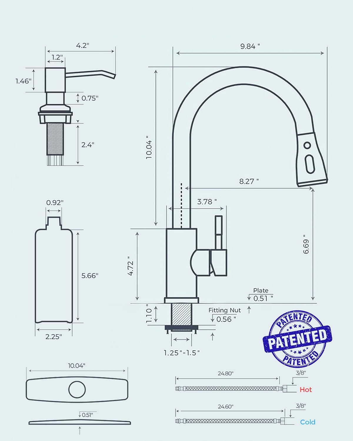 Thumbnail 4 de FORIOUS Black Kitchen Faucet with Soap Dispenser and Pull-Down Sprayer