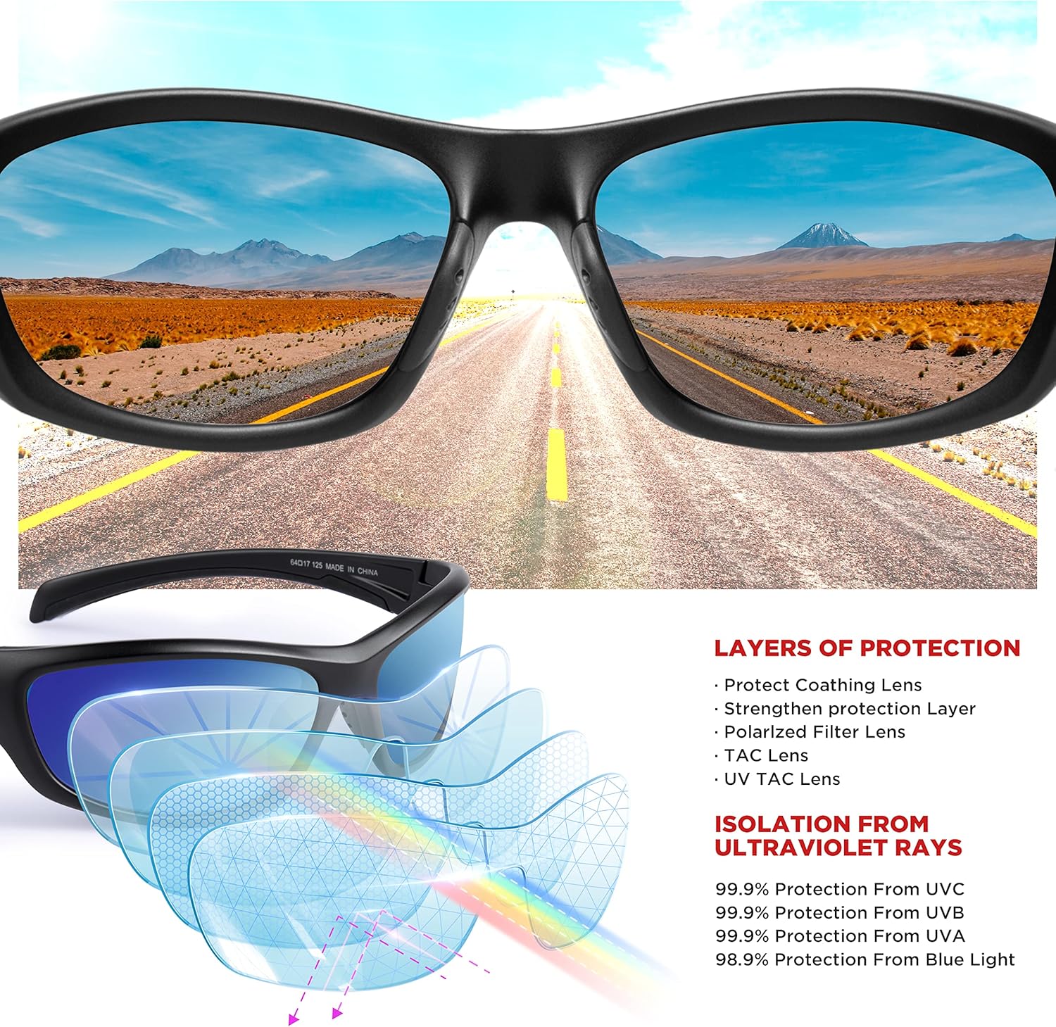 Thumbnail 3 de RIVBOS Sonnenbrillen für Radfahrer RB832 – Sportbrille mit UV400 und polarisierten Linsen