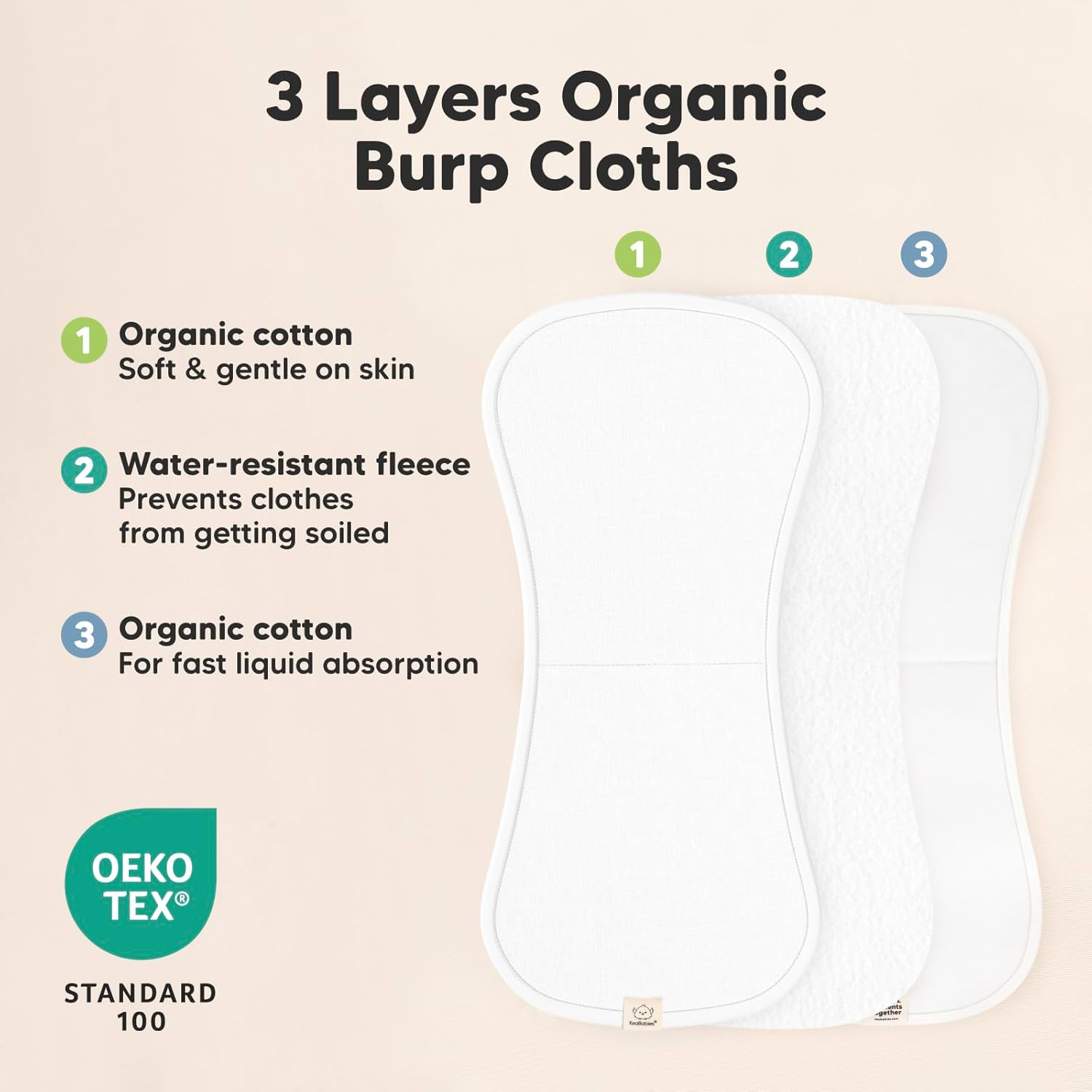 Detalle 2 de Organic Burp Cloths 5-Pack