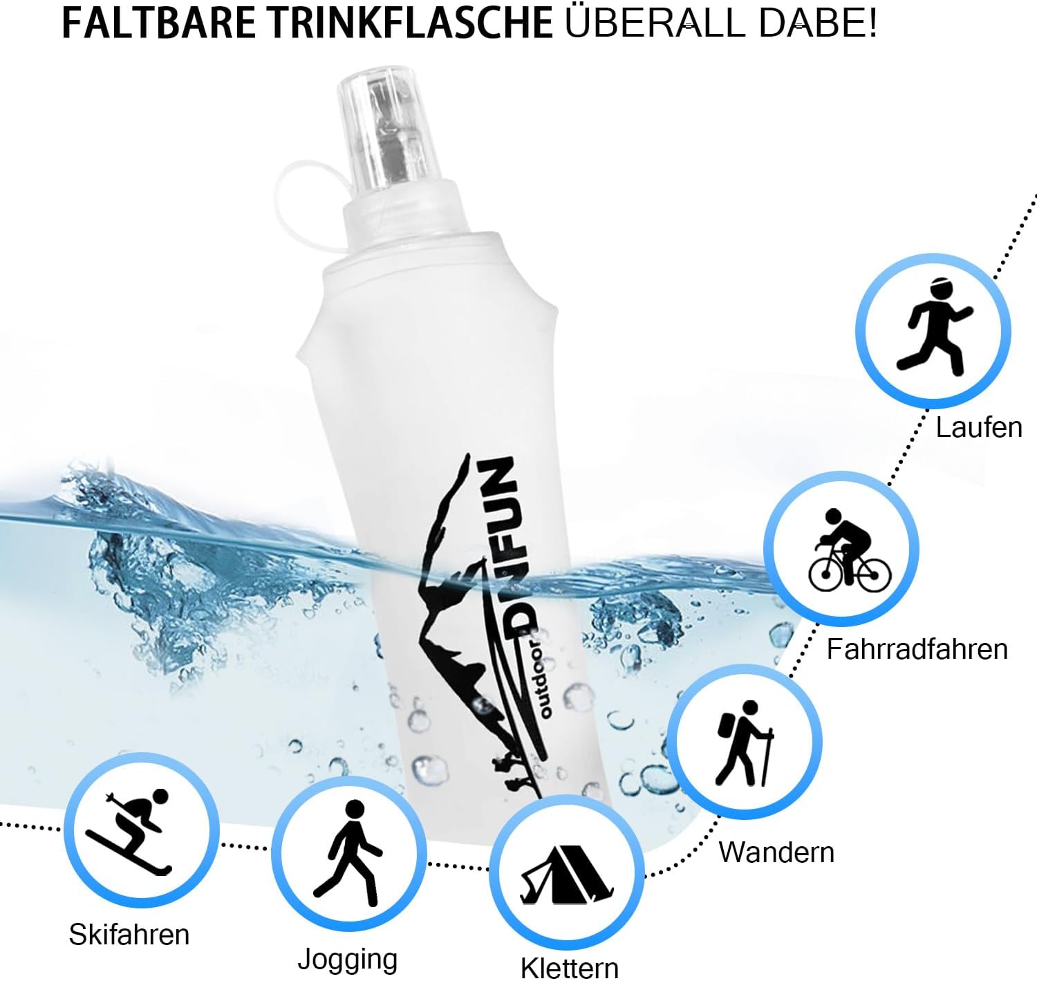 Detalle de DNFUN Laufweste Damen/Herren mit verstellbarer Trinkweste und 1,5 L Trinkflasche – 5 L Running Vest