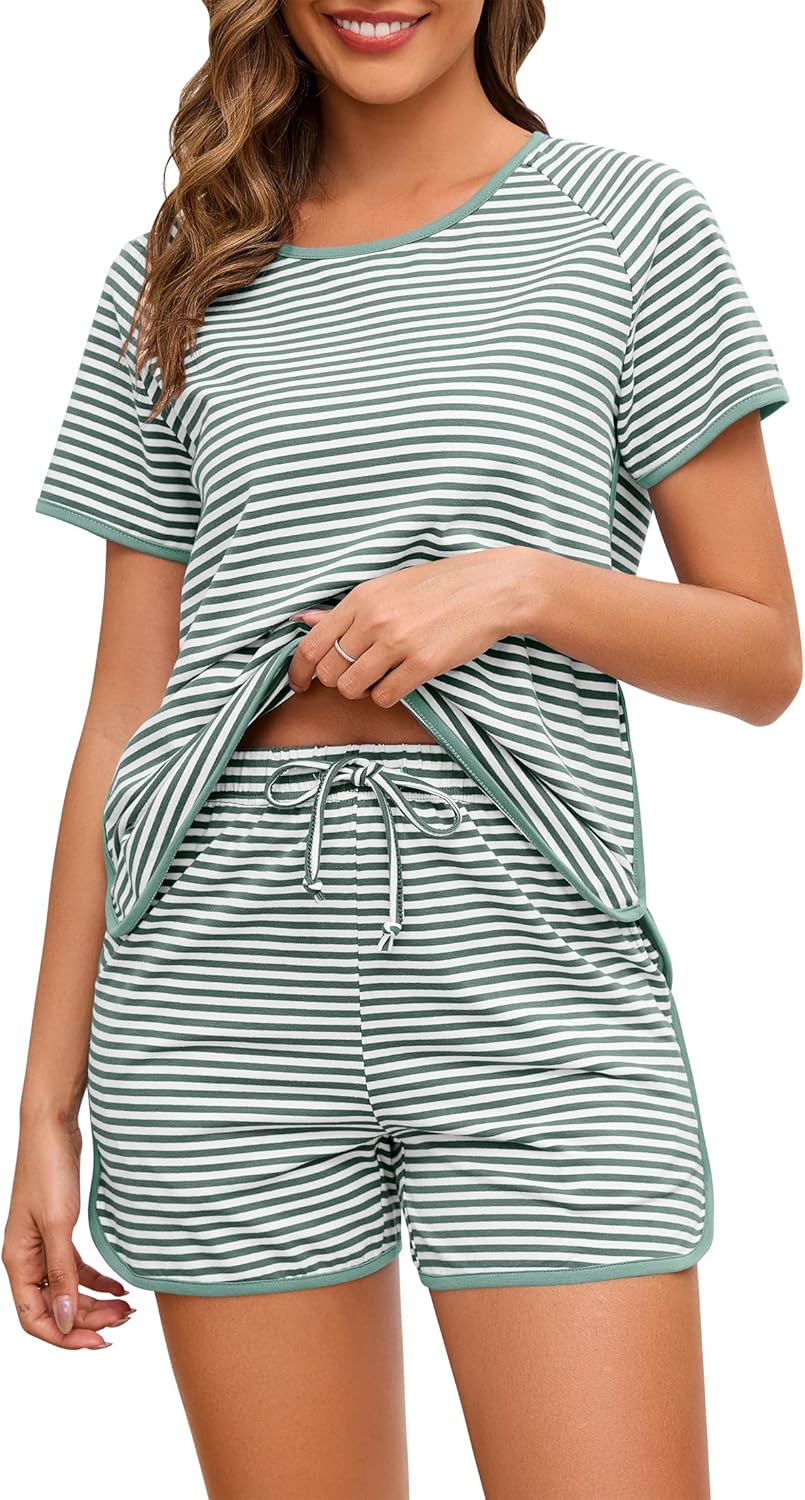 Namatime Schlafanzug Damen Kurz Baumwolle Pyjama Set 2 Stück