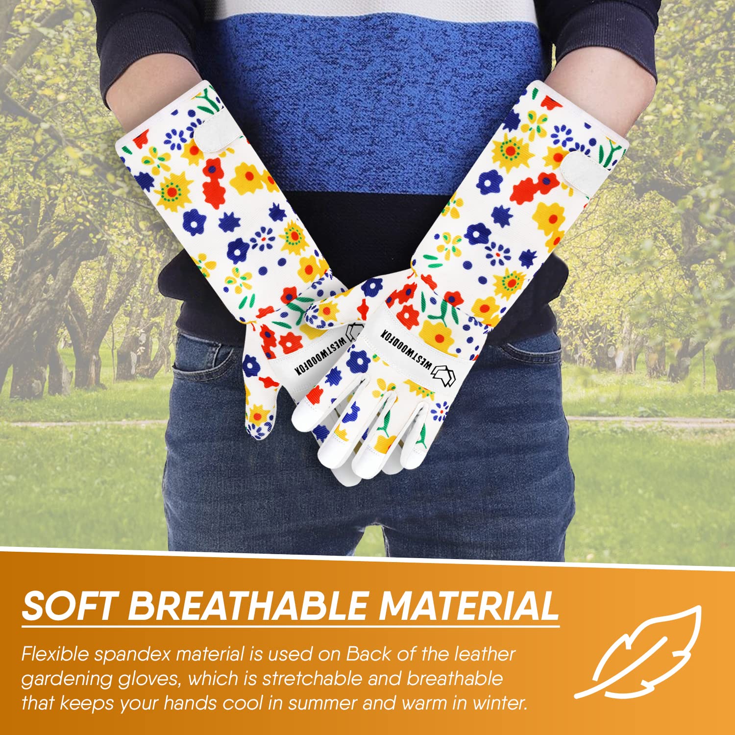 Thumbnail 3 de WESTWOOD FOX Leather Gardening Gloves Long Forearm