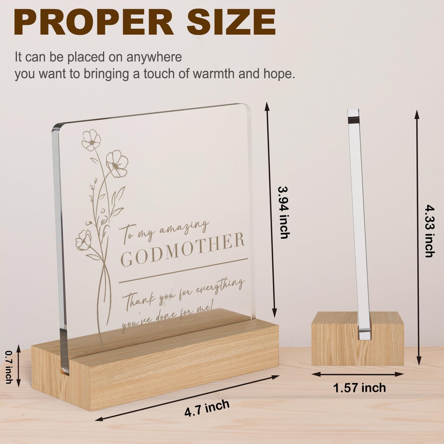 Thumbnail 1 de Godmother Gifts Thank You Plaque wooden stand
