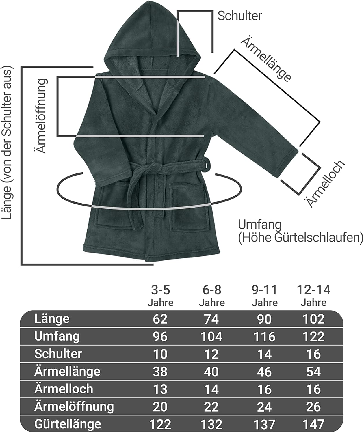 Thumbnail 6 de Emily’s Check Peignoir pour enfants en polaire douce – taille 9–11 ans (anthracite) 1522.2202