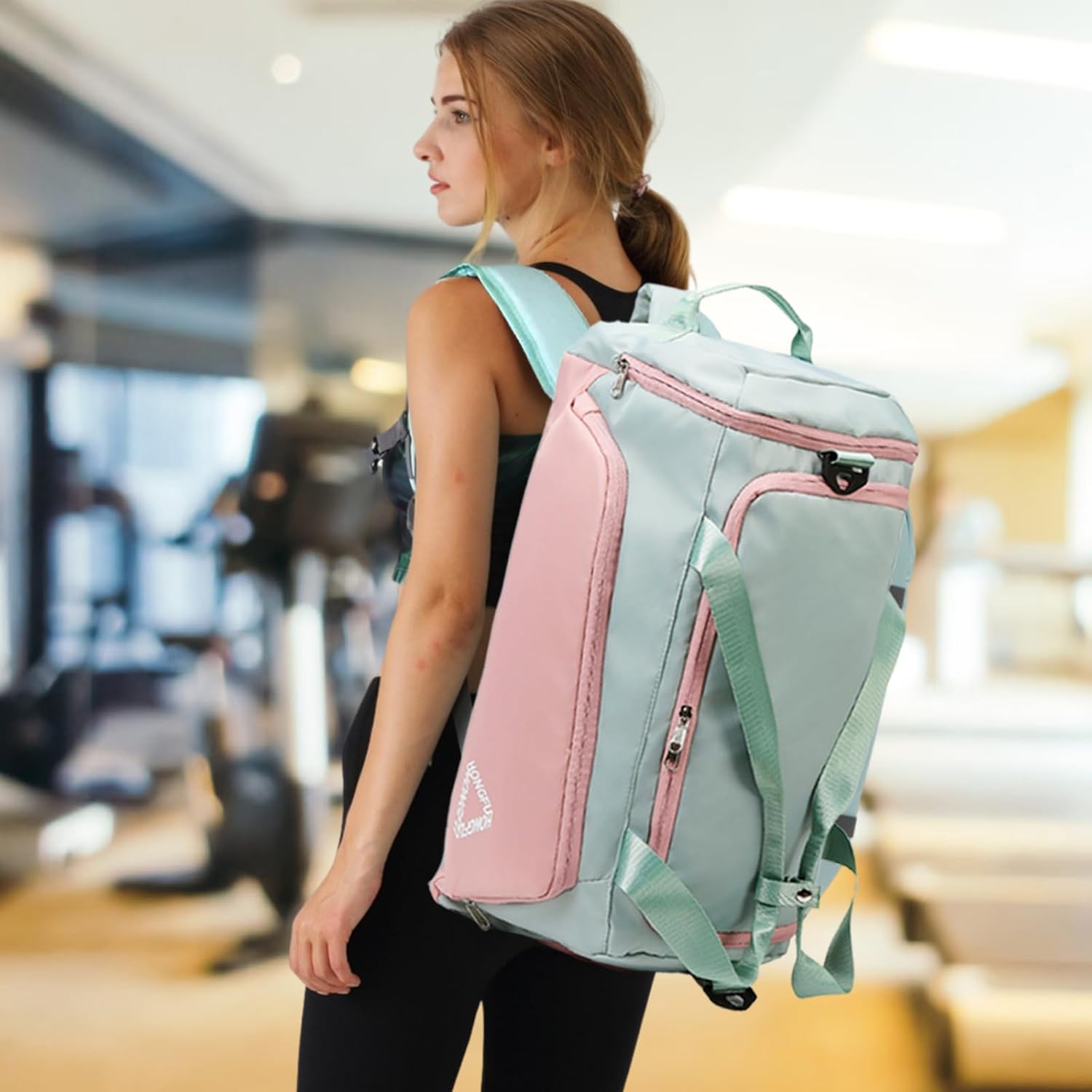 Detalle 2 de Suweir Sporttasche Damen 45L – 3-in-1 Reisetasche mit Schuhfach, Nass-/Tchtfach & Rucksackfunktion