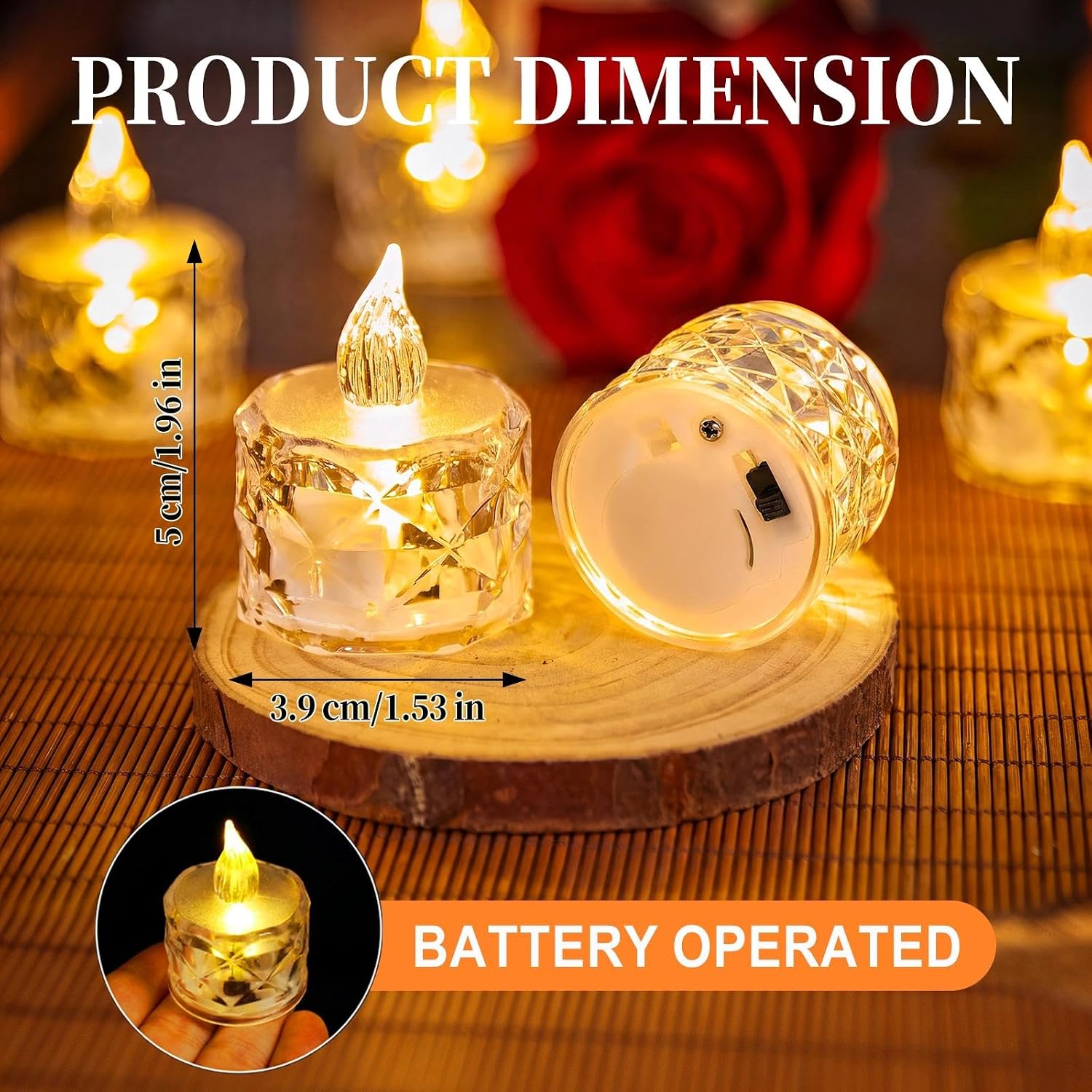 Thumbnail 2 de ZCOINS CBjj645-1 LED Tea Light Candles, 24-Pack, Warm White, Clear Crystal