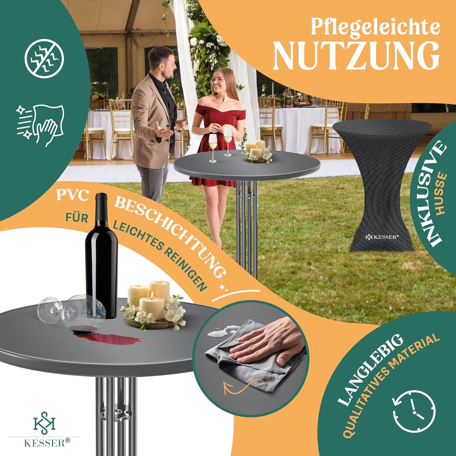 Thumbnail 3 de KESSER Stehtisch klappbar Ø80cm rund – wetterfester Gastro Bistrotisch, Hoch-/Klapptisch für Innen & Außen