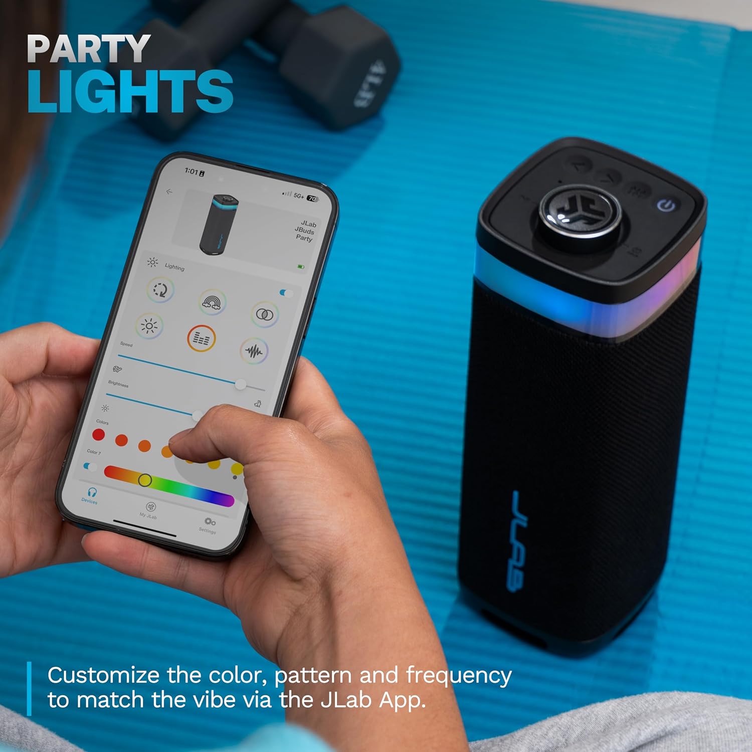 Thumbnail 2 de JLab JBuds Party tragbarer Bluetooth-Lautsprecher (IP56, 30 W, RGB, bis 12+ Std. Akku)