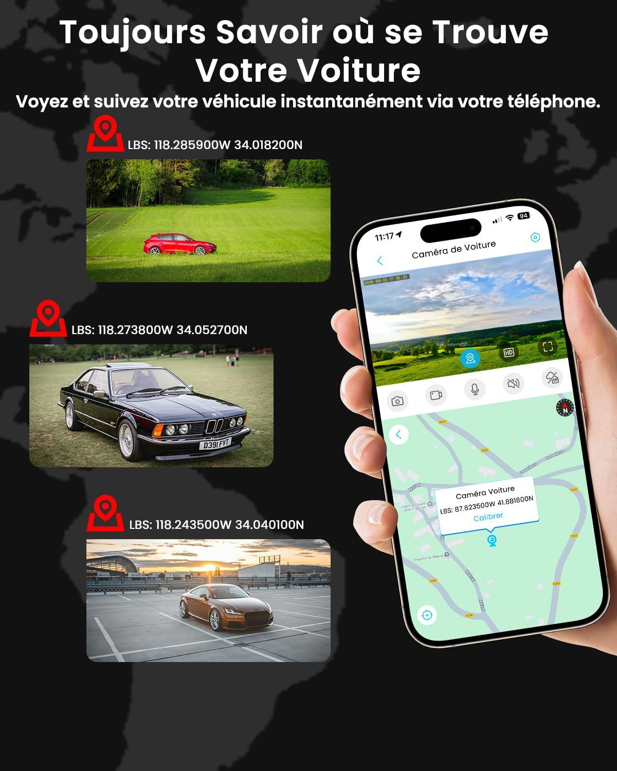 Detalle 2 de Dashcam Voiture 4G LTE avec Carte SIM — 2K, GPS et Streaming Direct