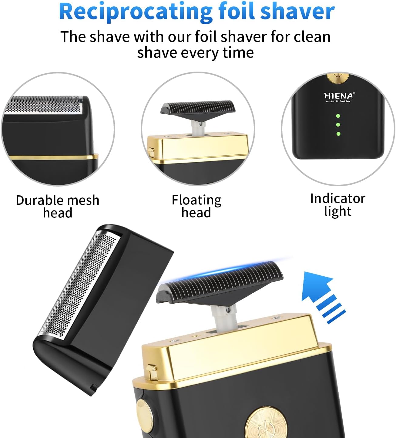 Thumbnail 6 de HIENA PRO Professional Hair Clippers Cordless LED Haircut Set (Clipper, Trimmer, Foil Shaver, Nose Trimmer)