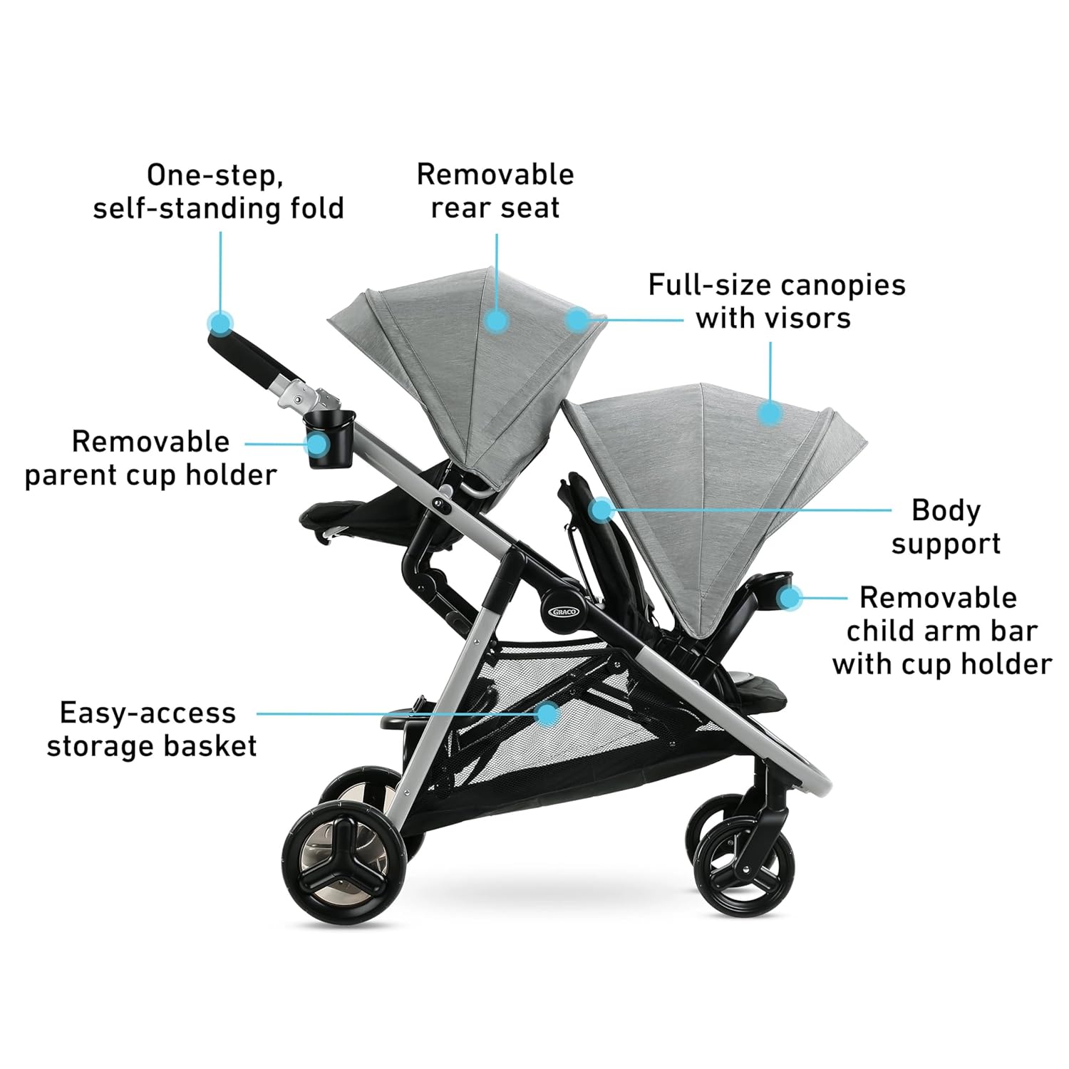 Thumbnail 6 de Graco Ready2Grow LX 2.0 Double Stroller: Flexible Seating for Growing Families