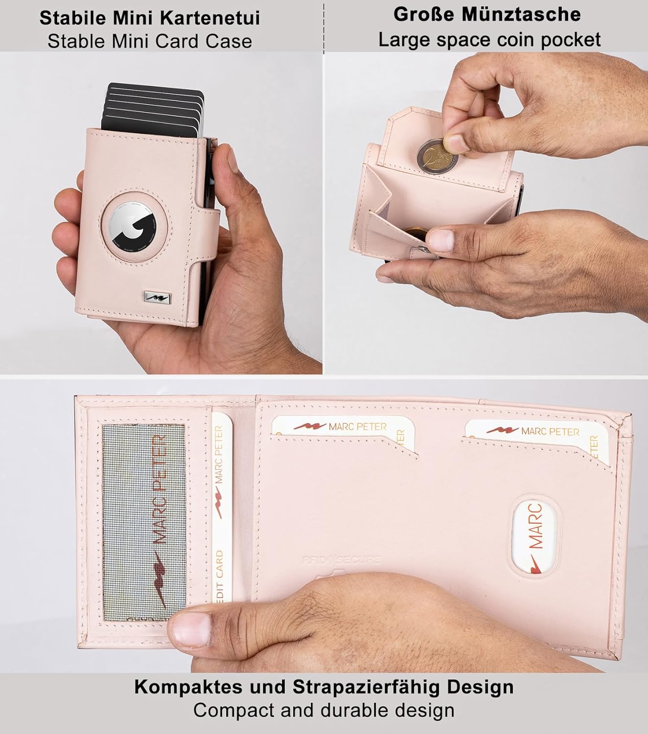 Thumbnail 2 de Marc Peter Chicago Leder Push Air Slim Wallet – Airtag Geldbörse mit Münzfach & RFID-Schutz