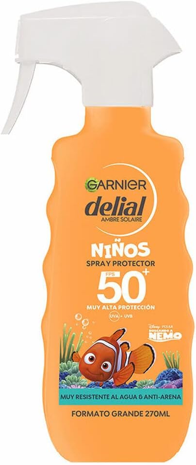 Detalle de Garnier Delial Spray Solar FPS50+ EcoPara Niños Nemo 🌊