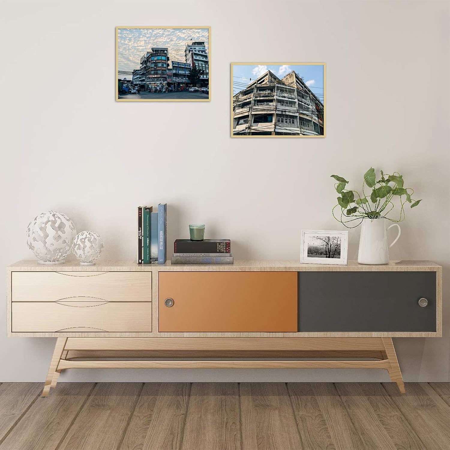 Thumbnail 3 de Golden State Art 11x14 Aluminum Picture Frame with Mat (Gold) — Real Glass Cover for 8x10 or 11x14 Photos