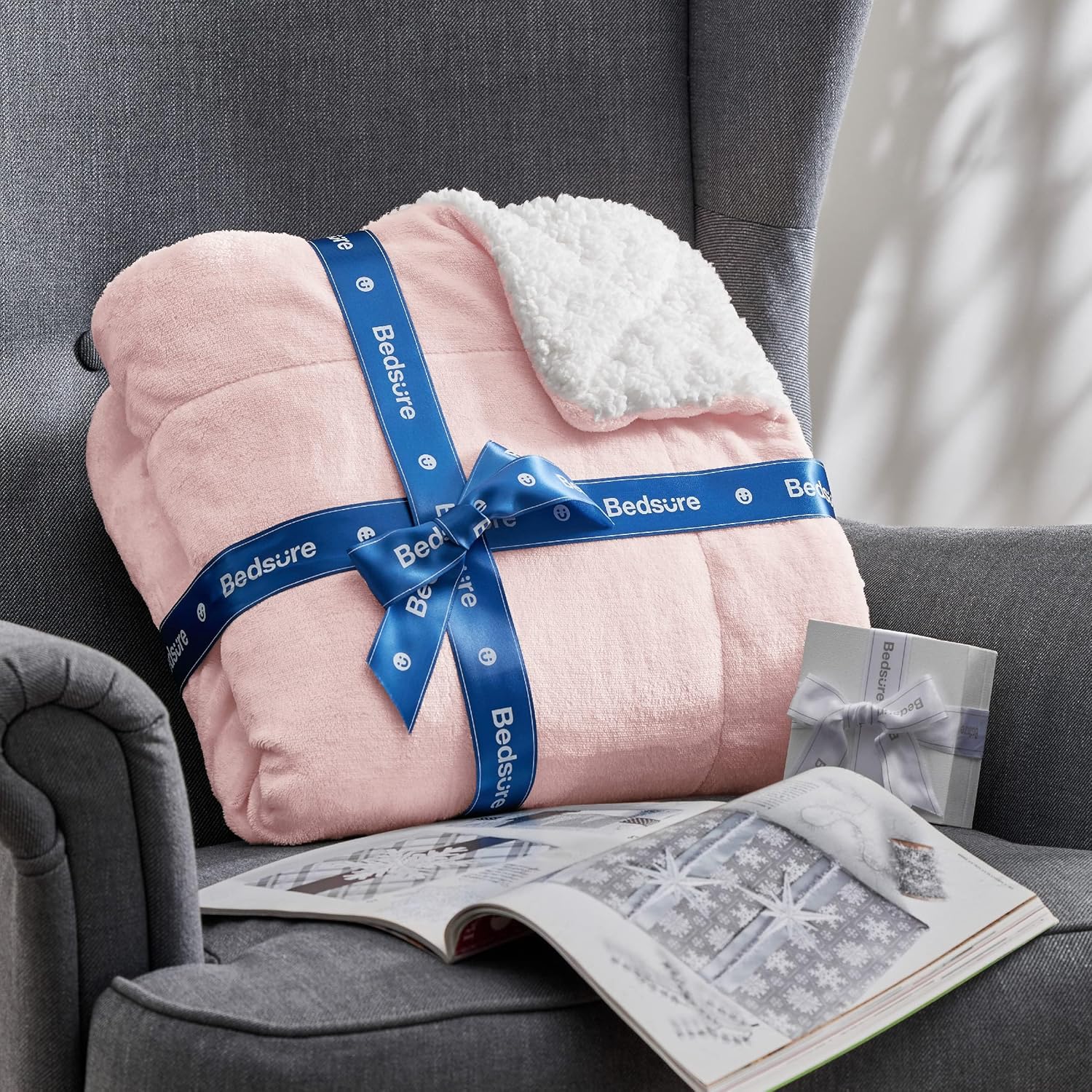 Thumbnail 5 de Bedsure Sherpa Fleece Throw Blanket (Pink, 150x200cm) – thick, warm and reversible