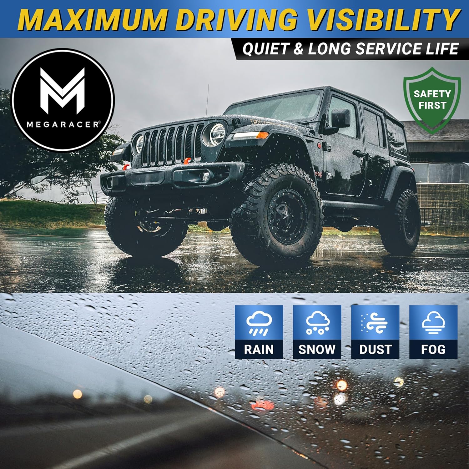 Detalle de Premium Silicone Carbon Fiber Windshield Wiper Blades 16" (Pack of 2) for Jeep Wrangler JL & Gladiator JT