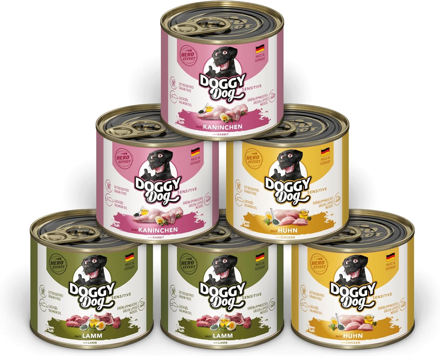 Detalle 2 de DOGGY Dog Paté Wildschwein & Geflügelherzen – nassfutter für Hunde, getreidefrei, 10 x 150 g