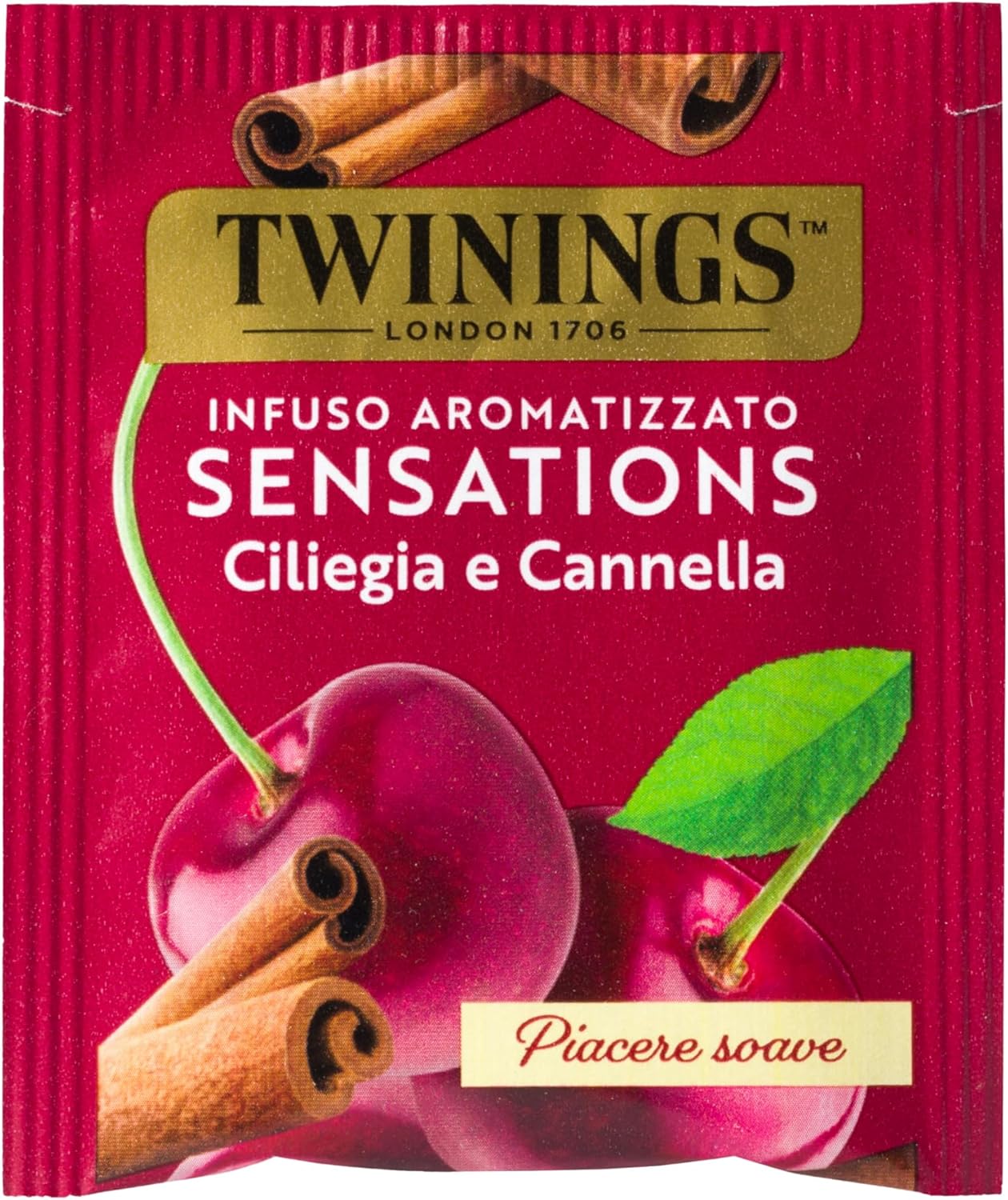 Detalle de Twinings Infuso Aromatizzato Sensations Ciliegia e Cannella – Senza Caffeina, 6 confezioni da 20 filtri (120 filtri)