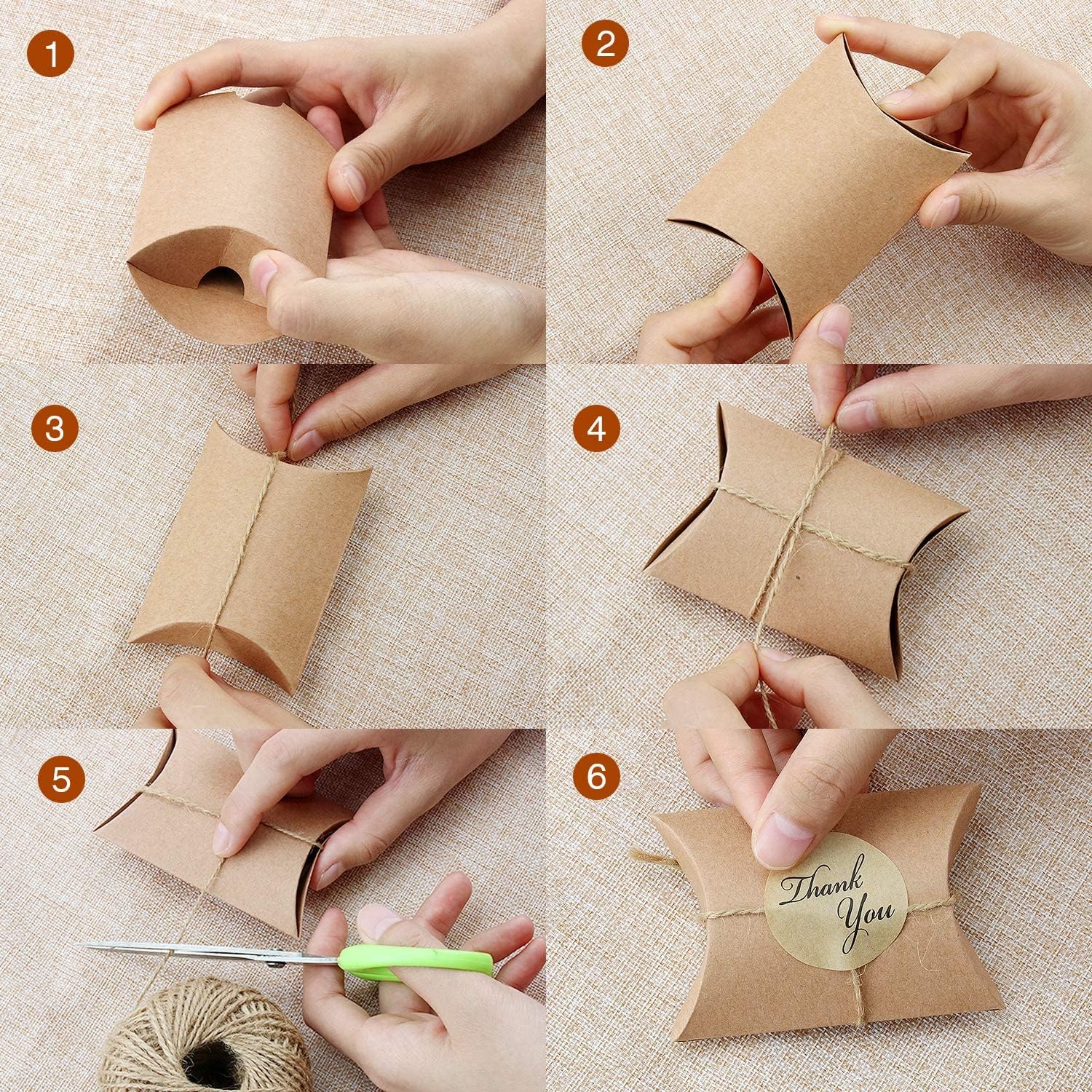 Thumbnail 3 de VEESUN 120er Set Mini-Geschenkschachteln aus Kraftpapier, 6×9 cm (DIY, mehrweg) mit „Danke“-Aufklebern