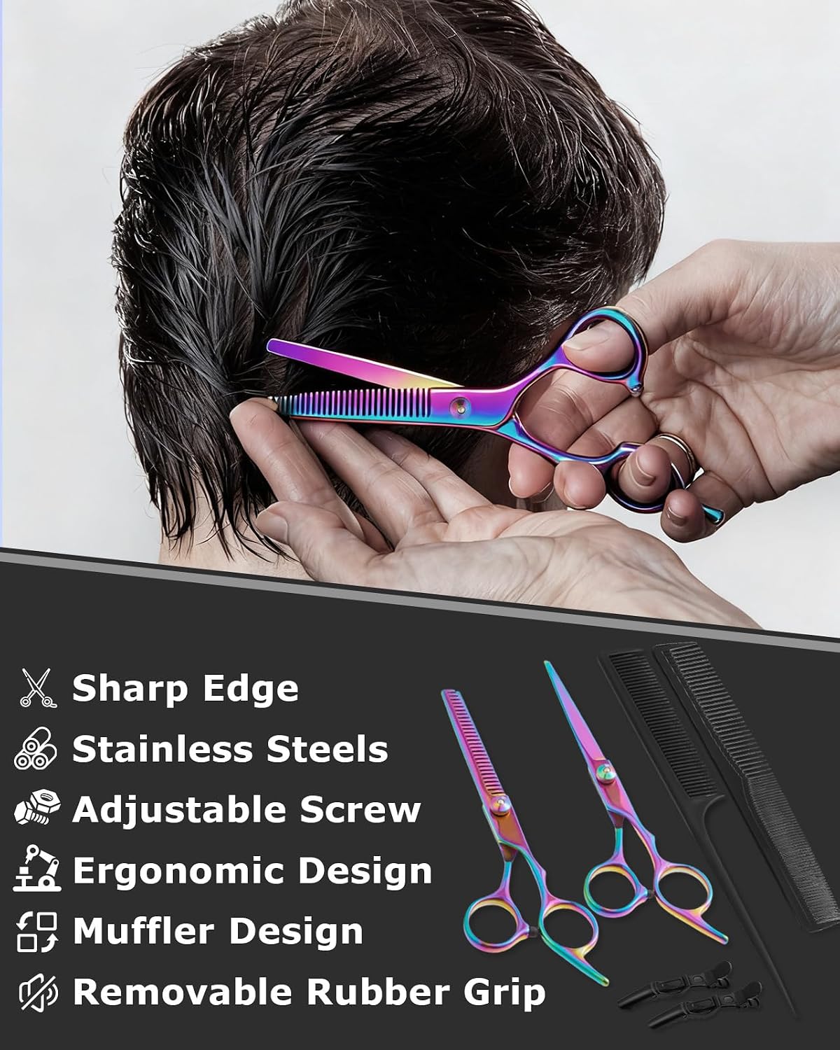 Detalle de Lictin Hairdressing Scissors Set (6.7-inch) with Straight & Thinning Shears