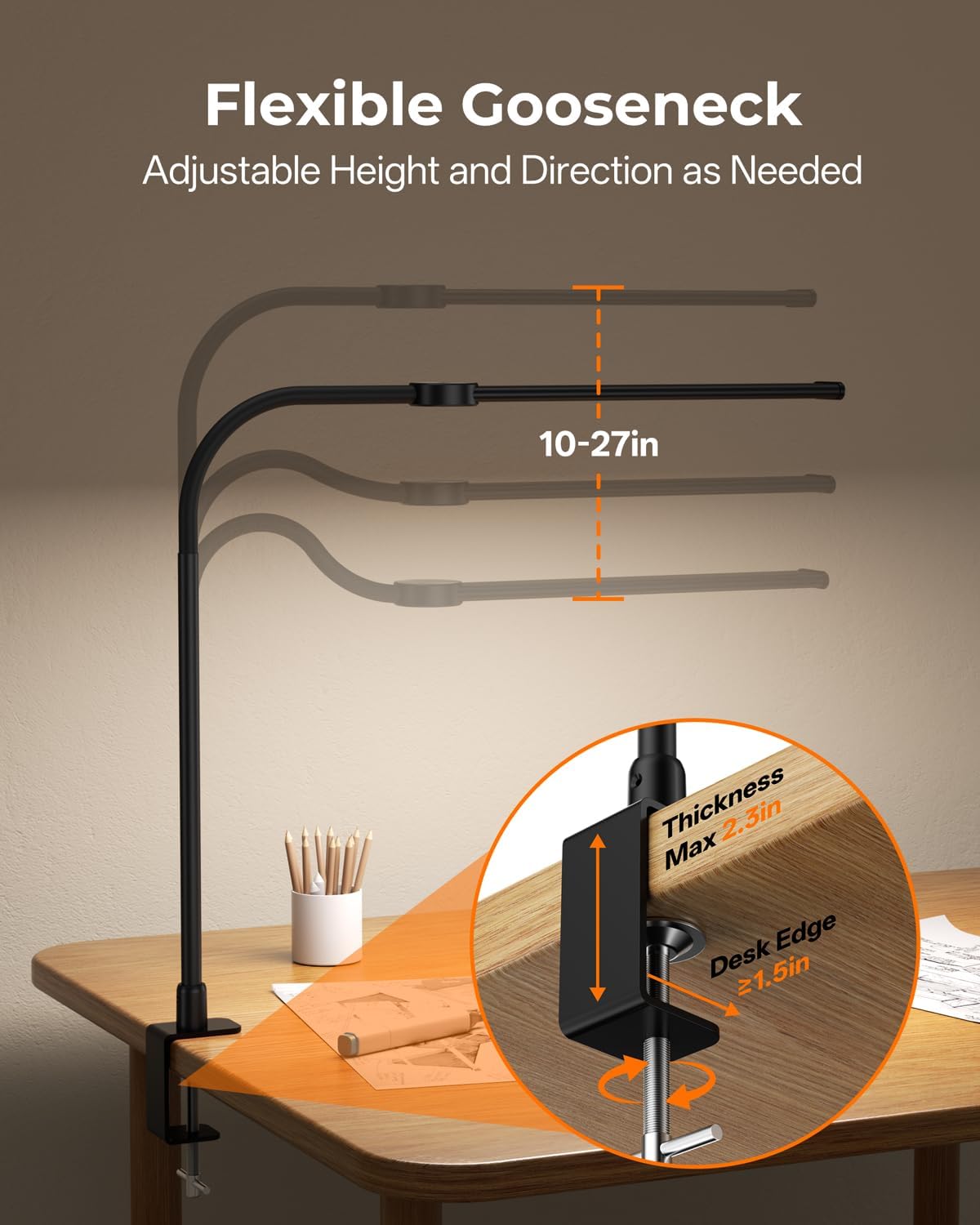 Detalle de LED Desk Lamp with Clamp, 26.8-Inch
