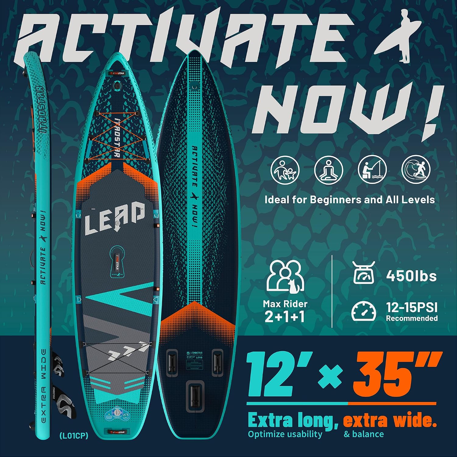Detalle 2 de iTAOSTAR Lead 12' x 35" Inflatable SUP 450 lb