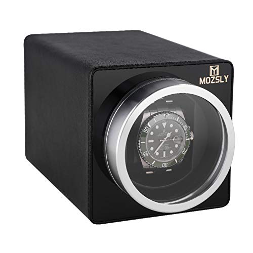 Thumbnail 7 de MOZSLY Single Watch Winder for Automatic Watches with Quiet Motor – Black Leather, 12 Rotation Modes