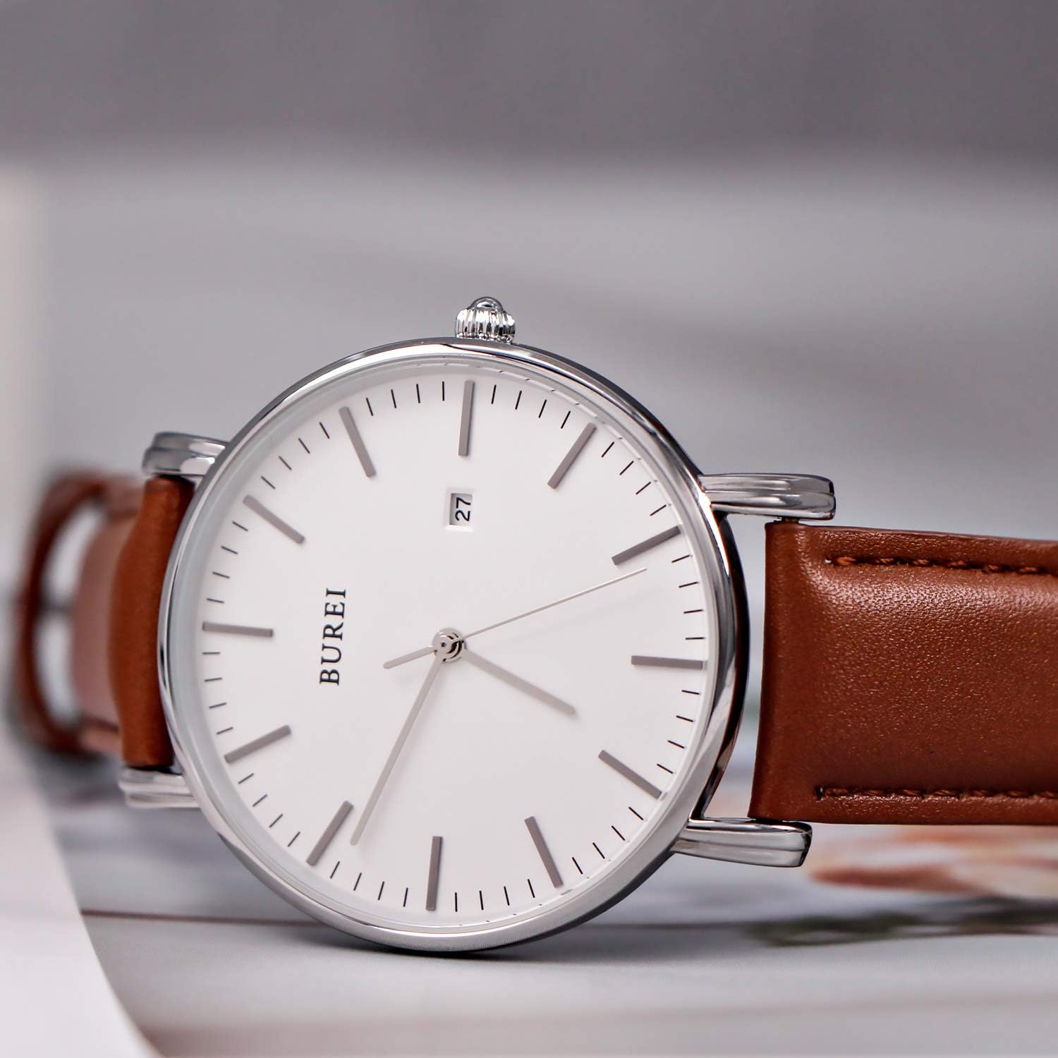 Detalle de BUREI Herren-Armbanduhr Quarzuhr 30 m