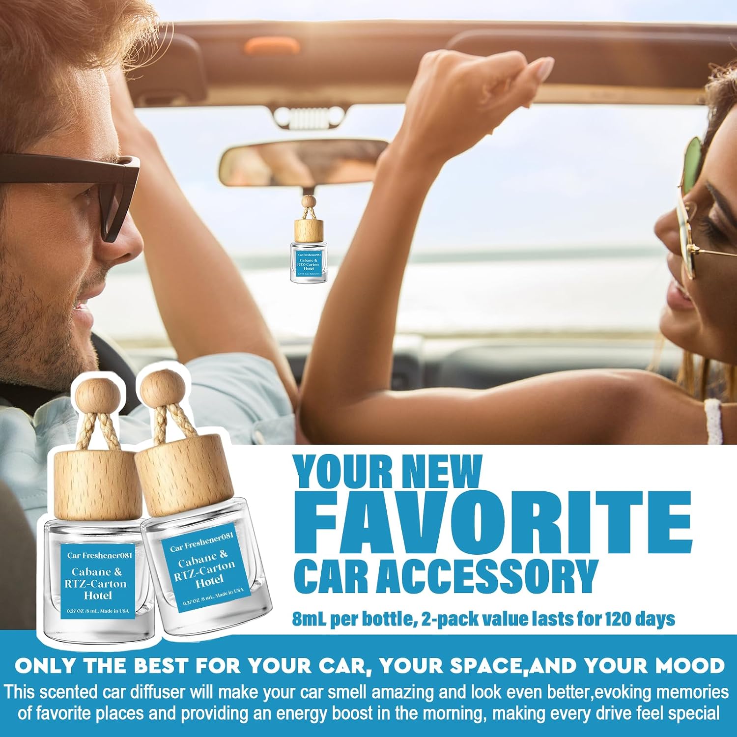 Detalle de HoogaLife Car Air Freshener Diffuser 4 Pack: Hanging Diffusers for a Fresh Drive