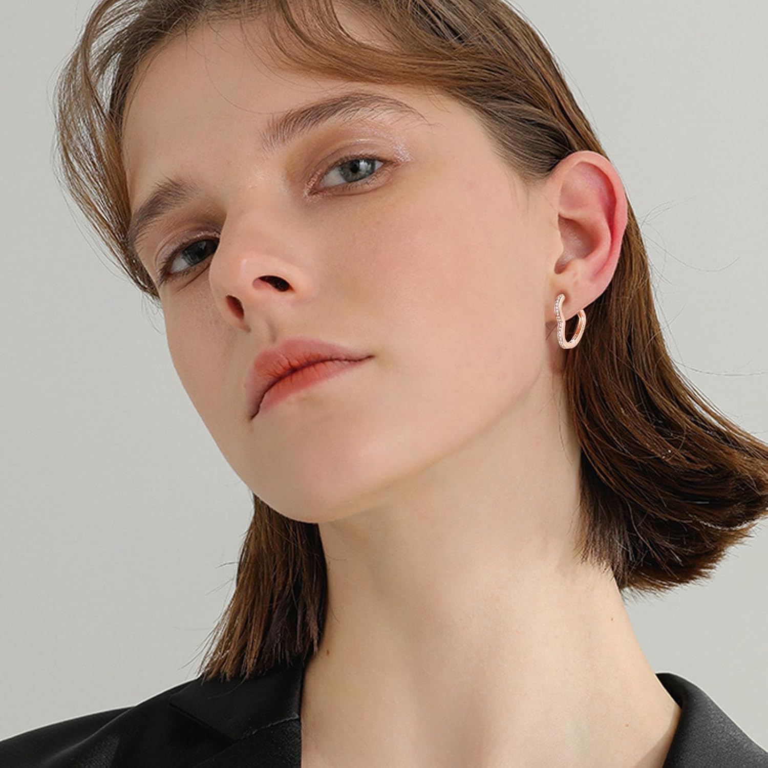 Thumbnail 3 de Estrellique 925 Sterling Silver Hoop Earrings with Zirconia – Geometric Heart/Star/Triangle Shapes