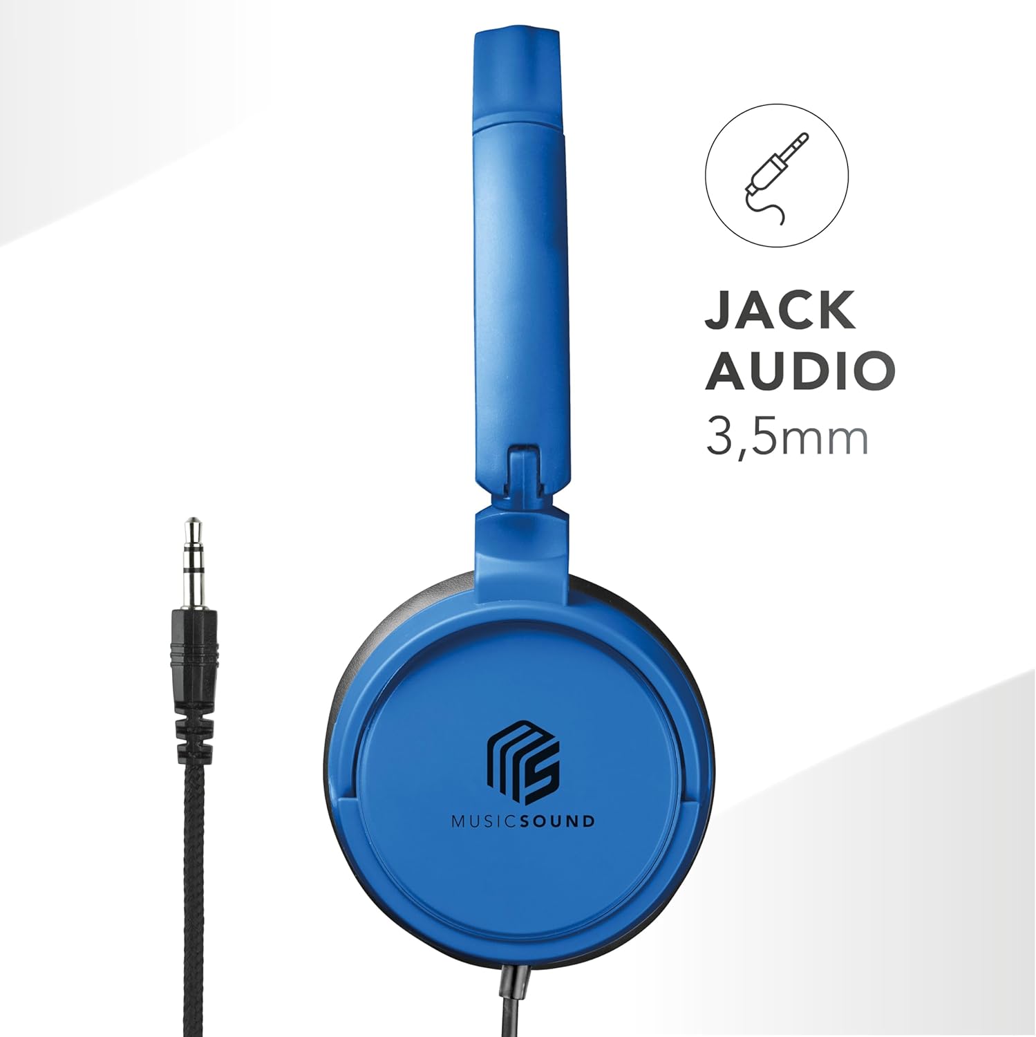 Thumbnail 2 de Music Sound Bügelkopfhörer mit Kabel (Over Ear) – faltbar, 1,2 m Anti-Tangle & Mikrofon, 3,5-mm Klinke in Blau