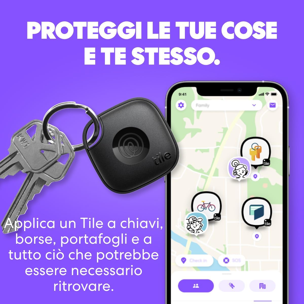 Thumbnail 1 de Tile by Life360 Mate (Green Surf) localizzatore Bluetooth per chiavi, borse e oggetti smarriti