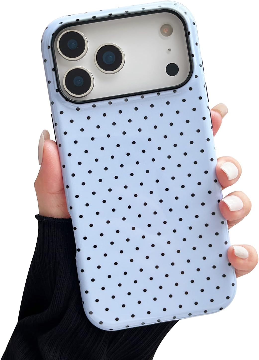 Detalle de Sayoaho Blue Polka Dot Case for iPhone 18 Pro Max, TPU Edge and PC Back