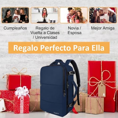 Detalle de Taygeer mochila de viaje 45 x 36 x 20 cm con apertura de 180° y organizadores
