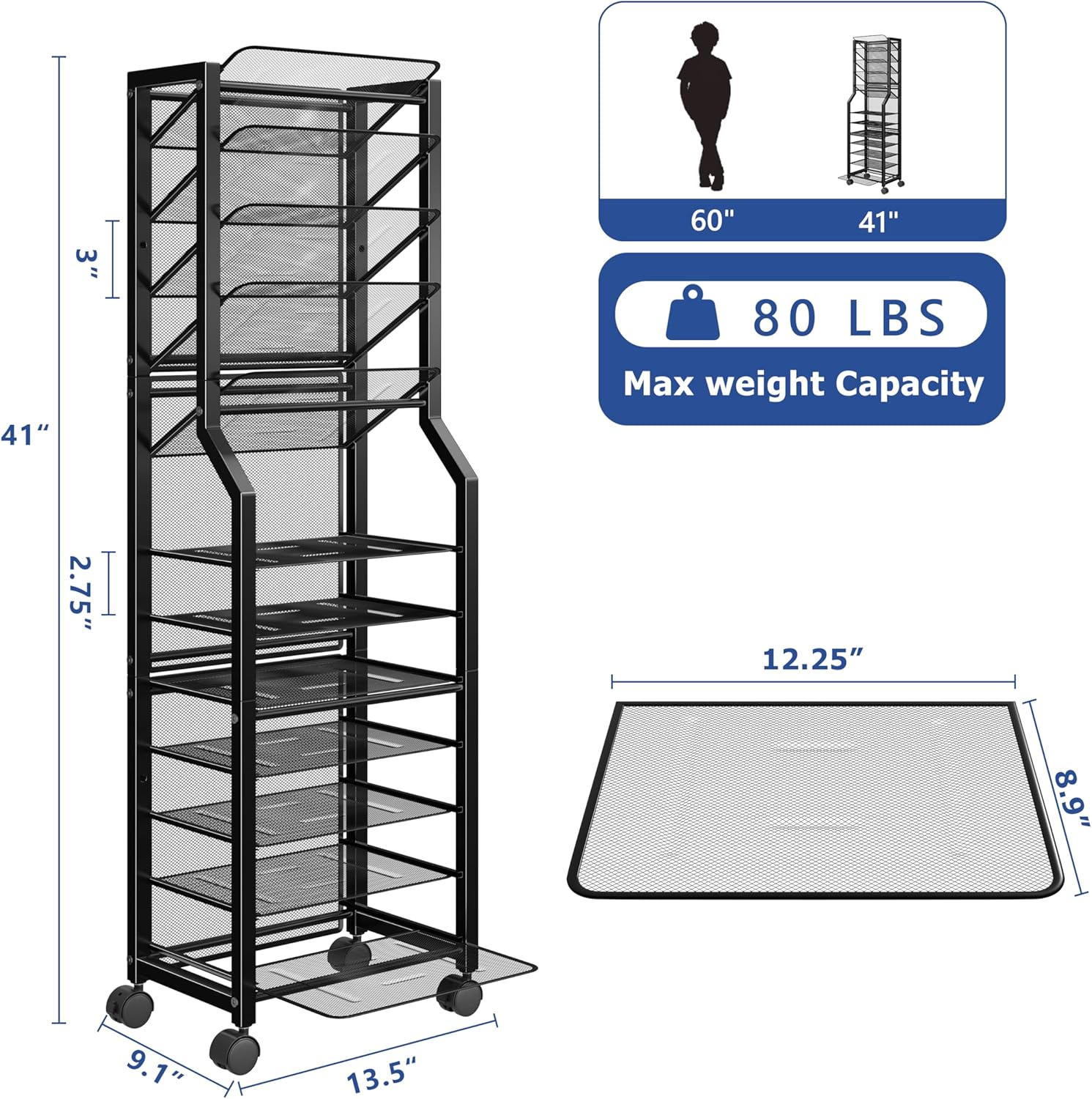 Thumbnail 6 de Simple Trending 12-Tier Rolling File Cart with Sliding Trays